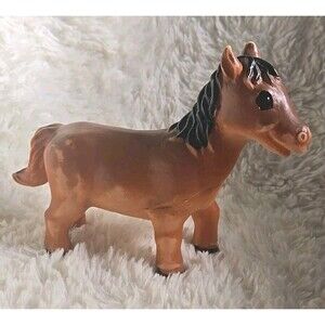 Vintage 2006 Soft Touch Farm Animals Horse Toddler Toys Rubber 4.5” Tall Brown